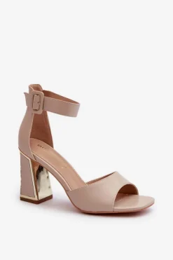 Evento Sandały Na Słupku|Sandały Na Obcasie*Eleganckie Sandały Damskie Na Słupku Beżowe Rosazara