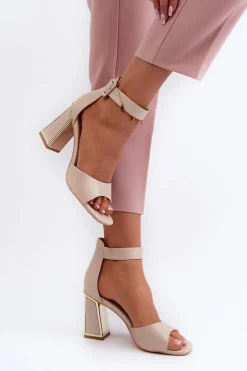 Evento Sandały Na Słupku|Sandały Na Obcasie*Eleganckie Sandały Damskie Na Słupku Beżowe Rosazara
