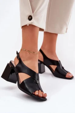 Damskie Buty damskie Vinceza Eleganckie Sandały Damskie Na Słupku Vinceza 62238 Czarne