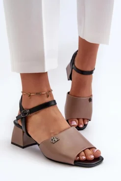 Damskie Buty damskie Vinceza Eleganckie Sandały Damskie Z Eko Skóry Na Klocku Beżowe Vattima