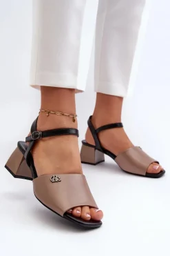 Damskie Buty damskie Vinceza Eleganckie Sandały Damskie Z Eko Skóry Na Klocku Beżowe Vattima