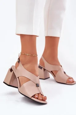 New Buty damskie Vinceza Eleganckie Sandały Damskie Na Słupku Vinceza 62238 Beżowe Beżowy