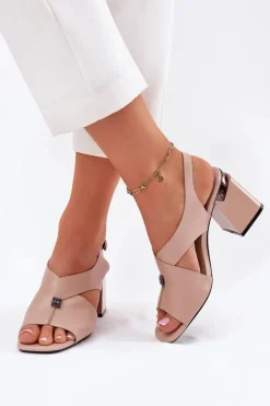 New Buty damskie Vinceza Eleganckie Sandały Damskie Na Słupku Vinceza 62238 Beżowe Beżowy