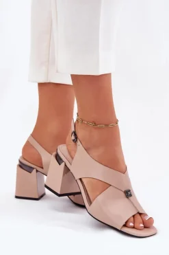New Buty damskie Vinceza Eleganckie Sandały Damskie Na Słupku Vinceza 62238 Beżowe Beżowy