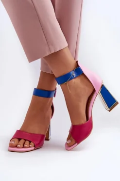 Damskie Evento Eleganckie Sandały Damskie Na Słupku Różowe Rosazara