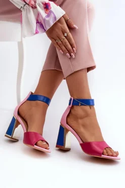 Damskie Evento Eleganckie Sandały Damskie Na Słupku Różowe Rosazara