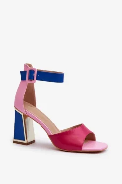 Damskie Evento Eleganckie Sandały Damskie Na Słupku Różowe Rosazara