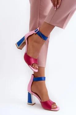 Damskie Evento Eleganckie Sandały Damskie Na Słupku Różowe Rosazara