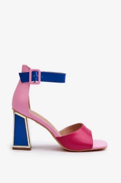 Damskie Evento Eleganckie Sandały Damskie Na Słupku Różowe Rosazara