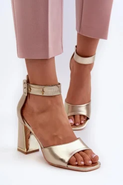 Evento Eleganckie Sandały Damskie Na Słupku Złote Rosazara