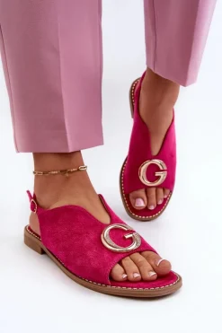 Damskie Damskie buty S.Barski Eleganckie Sandały Damskie Z Ozdobą Eko Zamszowe S.Barski KV27-058 Fuksja