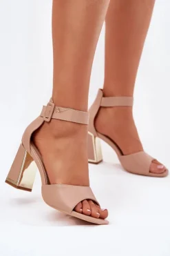 Evento Sandały Na Słupku|Sandały Na Obcasie*Eleganckie Sandały Damskie Na Słupku Nude Rosazara