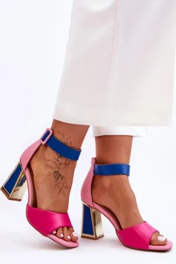 Boto Sandały Na Obcasie*Eleganckie Sandały Na Obcasie Różowo-Niebieskie Sorel