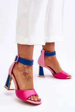 Boto Sandały Na Obcasie*Eleganckie Sandały Na Obcasie Różowo-Niebieskie Sorel