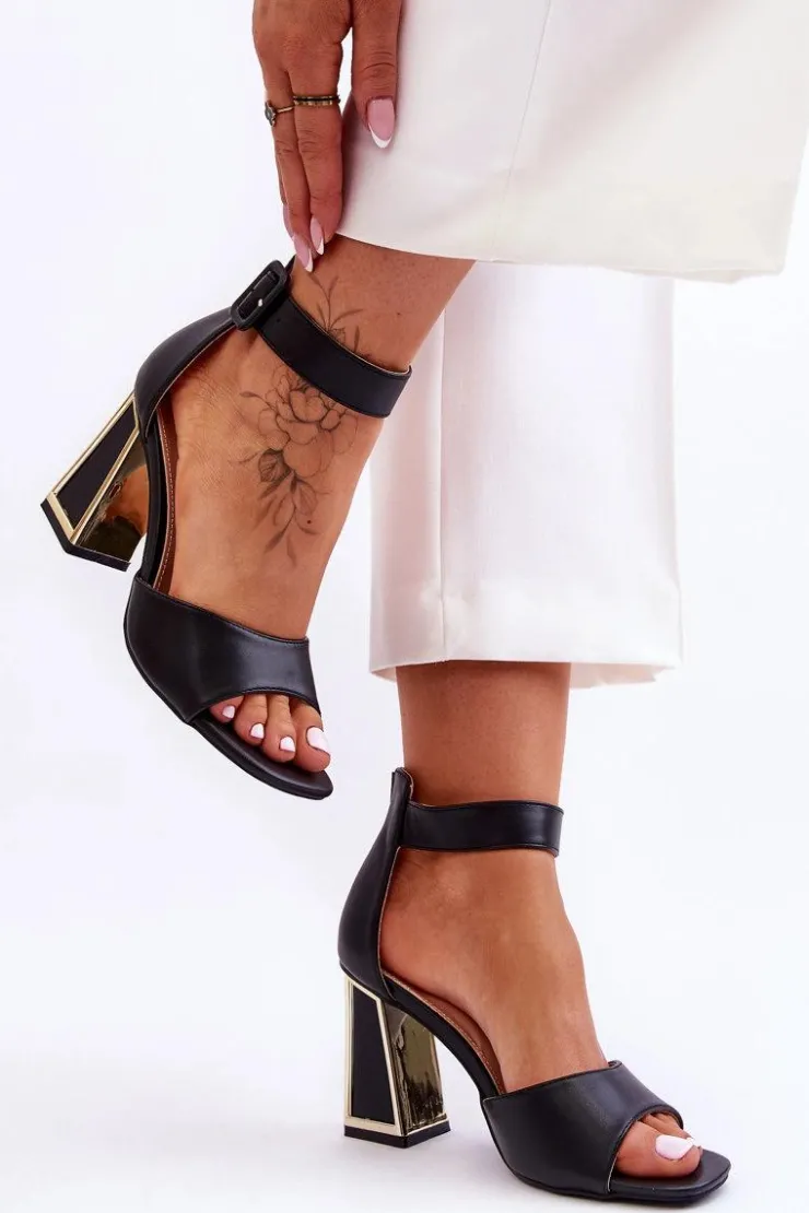 Sale Boto Eleganckie Sandały Na Obcasie Czarne Sorel