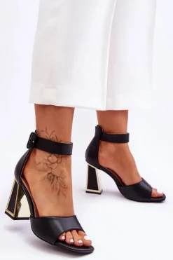 Sale Boto Eleganckie Sandały Na Obcasie Czarne Sorel