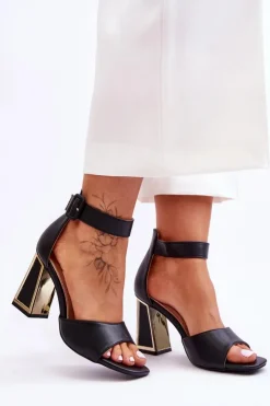 Sale Boto Eleganckie Sandały Na Obcasie Czarne Sorel