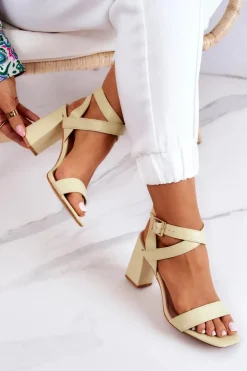 Boto Sandały Na Obcasie*Eleganckie Sandały Na Słupku Pastelowy Zielony Michele