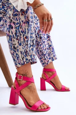 Damskie Boto Eleganckie Sandały Na Słupku Fuksja Michele