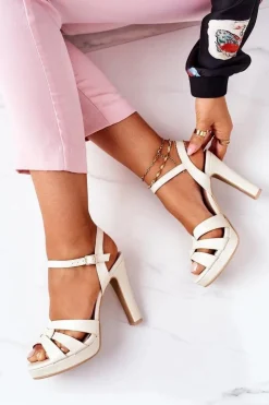 Boto Sandały Na Obcasie*Eleganckie Sandały Na Słupku Beżowe Anastasia