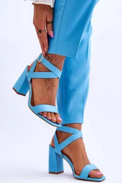 Damskie Boto Eleganckie Sandały Na Słupku Jasnoniebieskie Michele