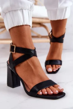 New Boto Eleganckie Sandały Na Słupku Czarne Michele
