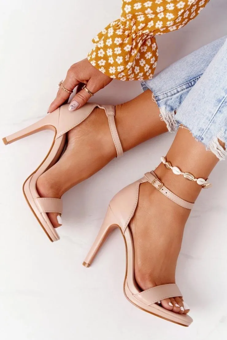 Boto Eleganckie Sandały Na Szpilce Nude Glamour