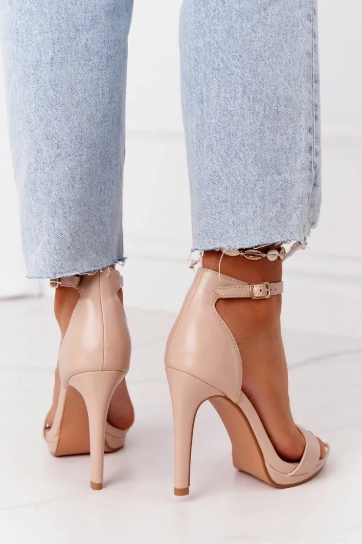 Boto Eleganckie Sandały Na Szpilce Nude Glamour