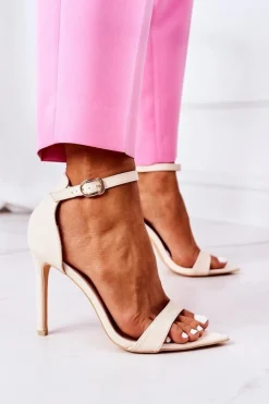 Damskie Boto Eleganckie Sandały Na Szpilce Lu Boo Beżowe