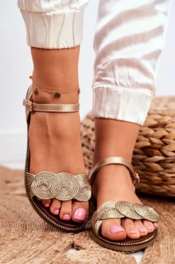 Outlet Damskie buty S.Barski Eleganckie Sandały S.Barski GD-53 Złote