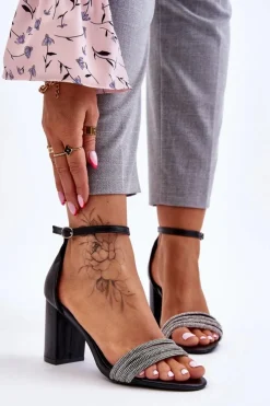 Boto Sandały Na Obcasie*Eleganckie Sandały Z Cyrkoniami Na Obcasie Czarne Laurene