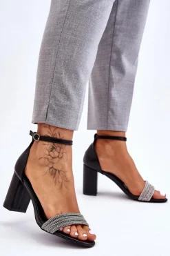 Boto Sandały Na Obcasie*Eleganckie Sandały Z Cyrkoniami Na Obcasie Czarne Laurene