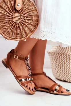 Clearance Boto Eleganckie Sandały Z Wężowym Wzorem Brązowe Brooke