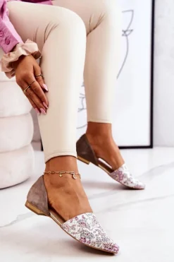 Online Laura Messi Eleganckie Skórzane Baleriny W Kwiaty 1110 Białe