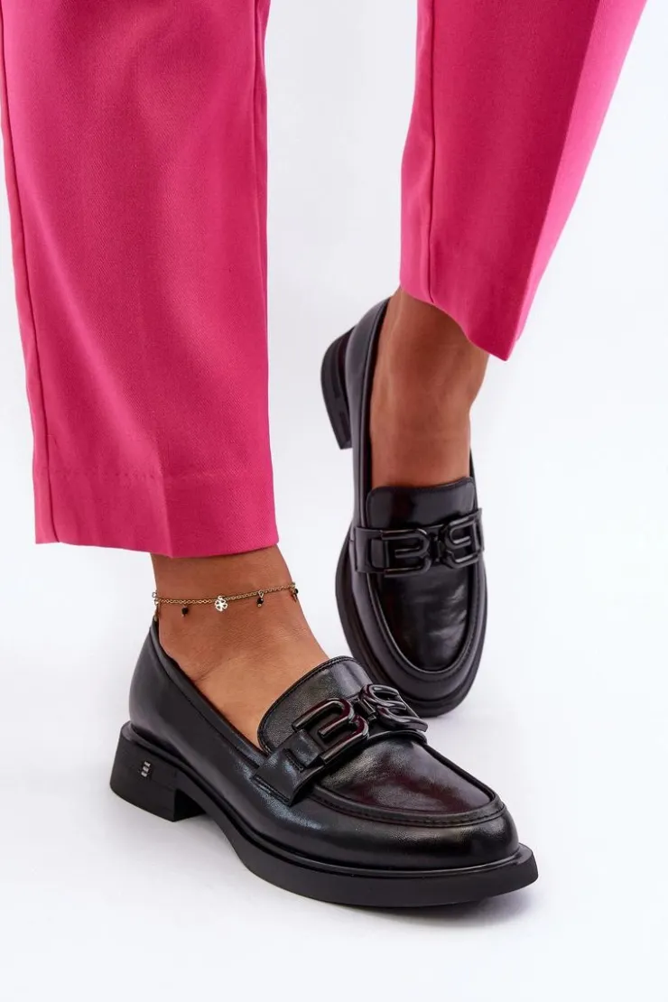 Damskie Buty damskie Vinceza Eleganckie Skórzane Mokasyny Damskie Czarne Triana