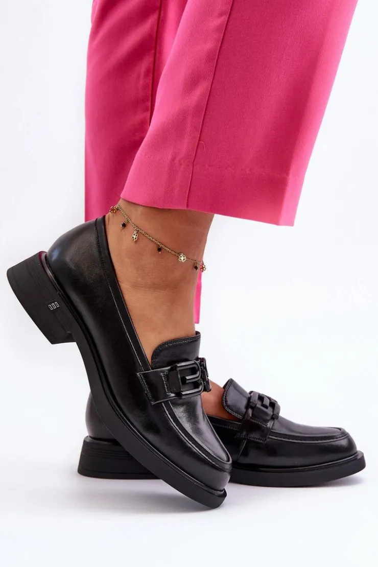 Damskie Buty damskie Vinceza Eleganckie Skórzane Mokasyny Damskie Czarne Triana