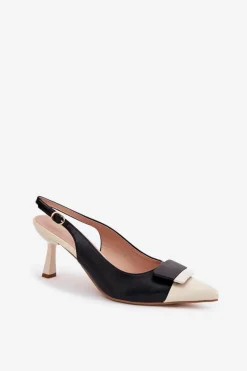 Damskie Boto Eleganckie Szpilki Z Ozdobą Eko Skórzane Czarne Ottoles