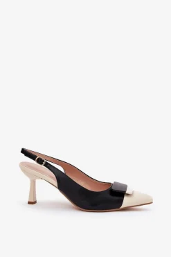 Damskie Boto Eleganckie Szpilki Z Ozdobą Eko Skórzane Czarne Ottoles