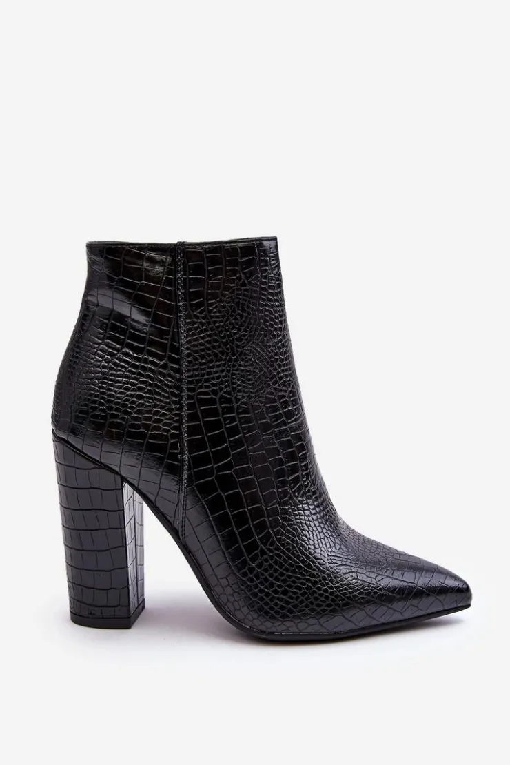 Damskie Boto Eleganckie Wężowe Botki Na Słupku Czarne Dante