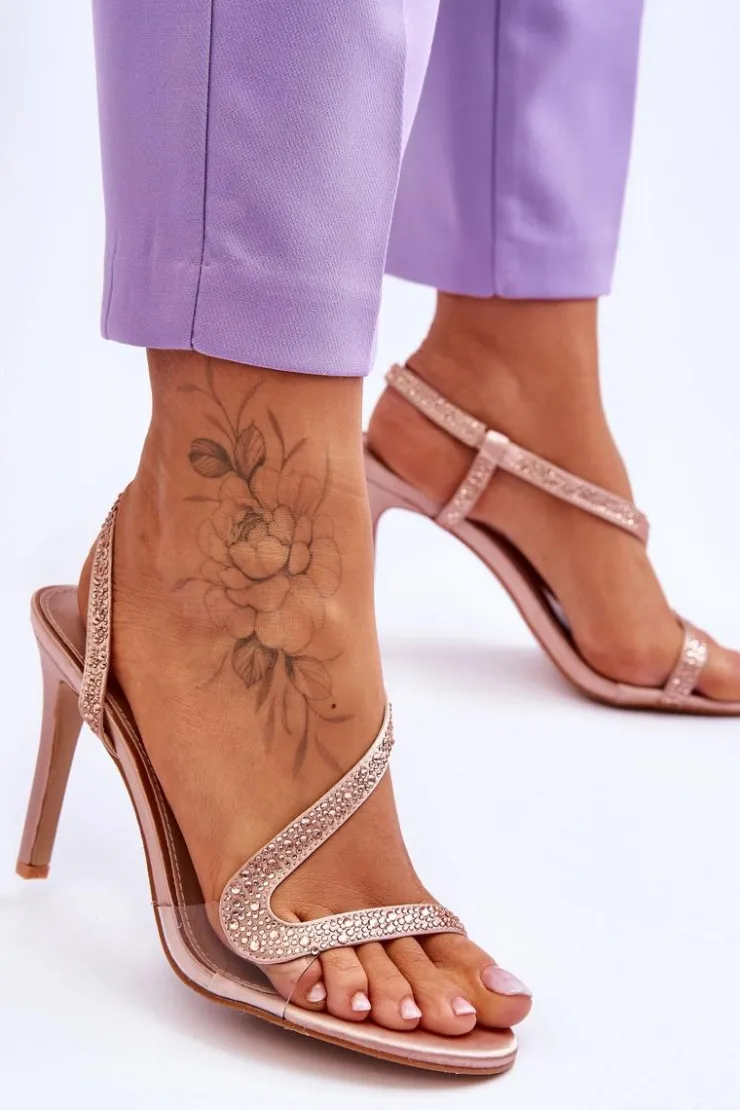 Sale Boto Eleganckie Wsuwane Sandałki Na Obcasie Nude Colima