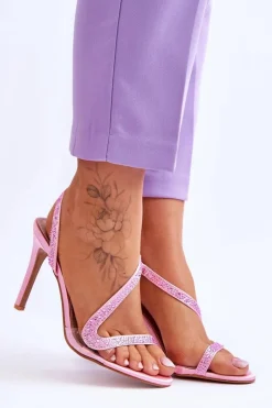 Boto Sandały Na Obcasie*Eleganckie Wsuwane Sandałki Na Obcasie Różowe Colima