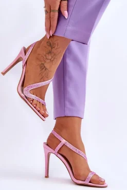 Boto Sandały Na Obcasie*Eleganckie Wsuwane Sandałki Na Obcasie Różowe Colima