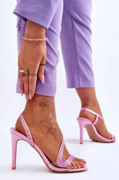 Boto Sandały Na Obcasie*Eleganckie Wsuwane Sandałki Na Obcasie Różowe Colima