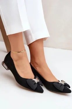 Laura Messi Baleriny Skórzane|Baleriny Klasyczne*Eleganckie Zamszowe Baleriny Damskie Z Kokardką 2893 Czarne