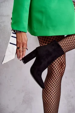 Discount Boto Eleganckie Zamszowe Botki Na Słupku Czarne Ettany