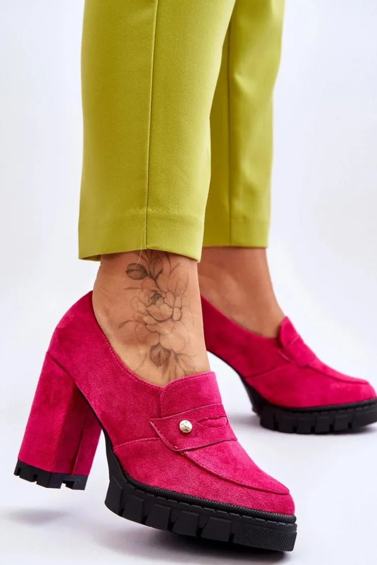 Buty damskie Vinceza Czółenka Na Platformie|Czółenka Zamszowe*Eleganckie Zamszowe Półbuty Na Obcasie Fuksja Mintore