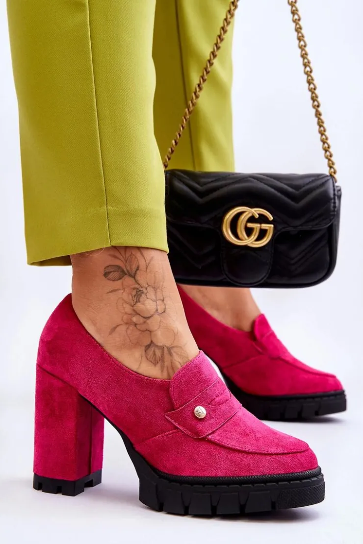 Buty damskie Vinceza Czółenka Na Platformie|Czółenka Zamszowe*Eleganckie Zamszowe Półbuty Na Obcasie Fuksja Mintore