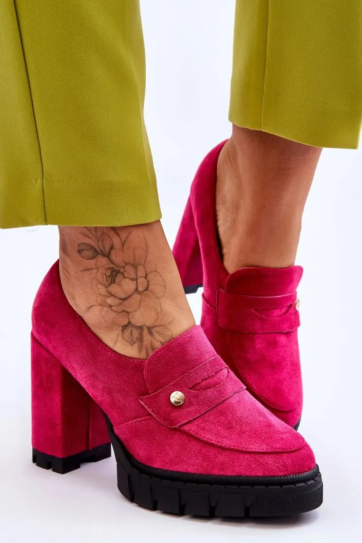 Buty damskie Vinceza Czółenka Na Platformie|Czółenka Zamszowe*Eleganckie Zamszowe Półbuty Na Obcasie Fuksja Mintore