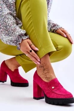 Buty damskie Vinceza Czółenka Na Platformie|Czółenka Zamszowe*Eleganckie Zamszowe Półbuty Na Obcasie Fuksja Mintore