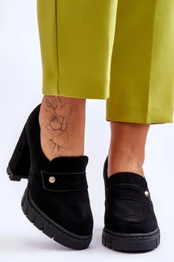 New Buty damskie Vinceza Eleganckie Zamszowe Półbuty Na Obcasie Czarne Mintore